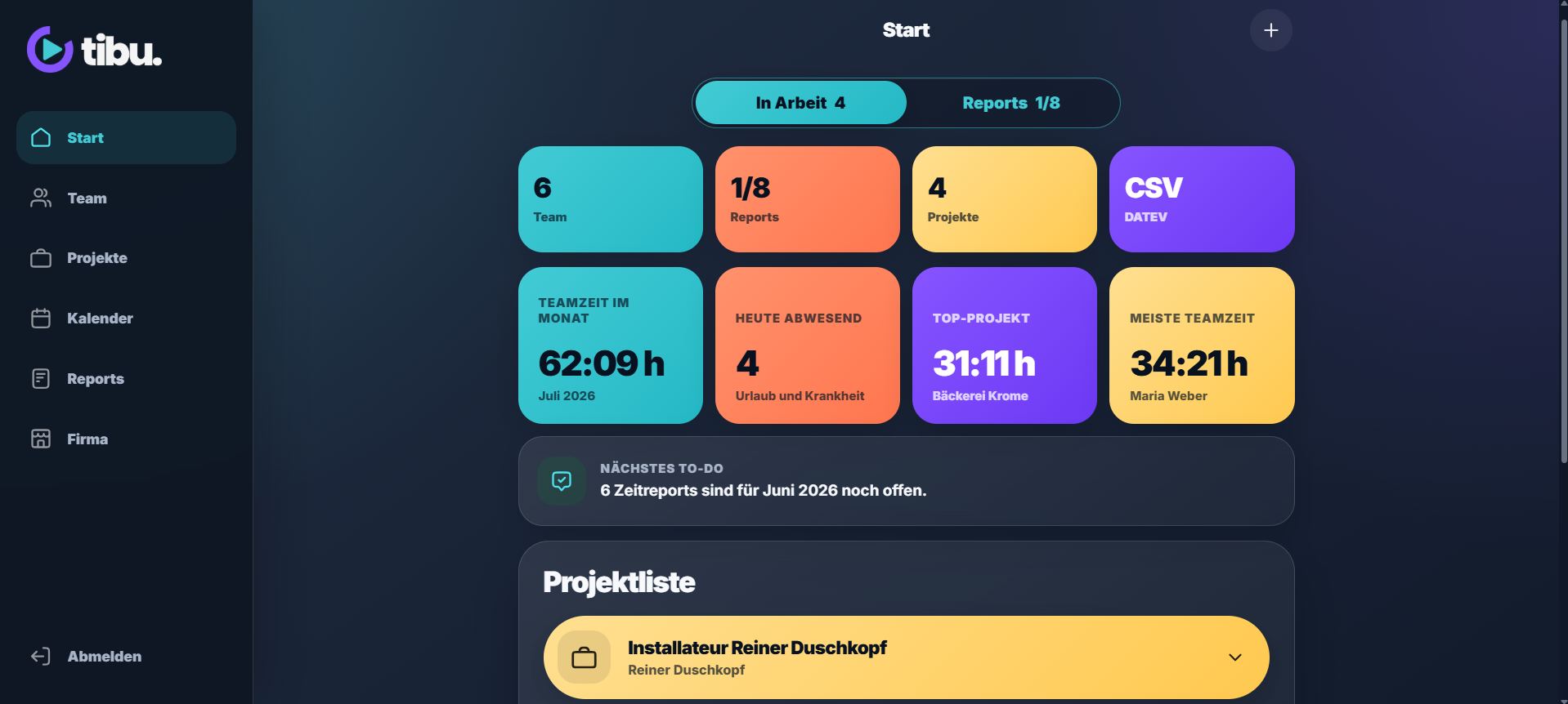 Tibu: Einfache digitale Zeiterfassung für kleine- und mittelständische Betriebe